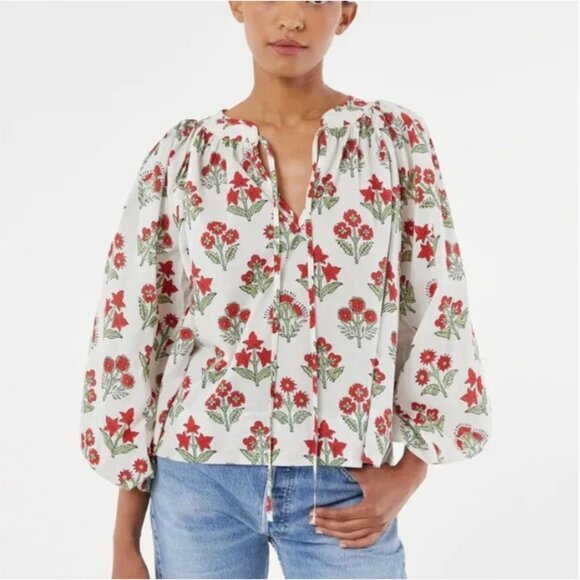 NWRT Anthropologie RHODE Rafael Floral Peasant Blouse • Size Small - Picture 1 of 8